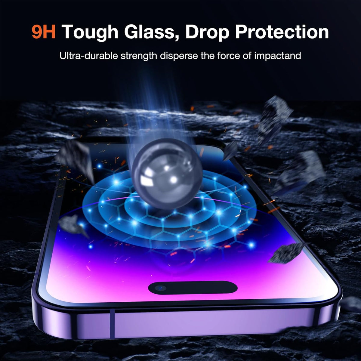 2 Pack Privacy Screen Protector Install Kit for iPhone 14 Pro, Anti Spy 9H Shatterproof Tempered Glass Film