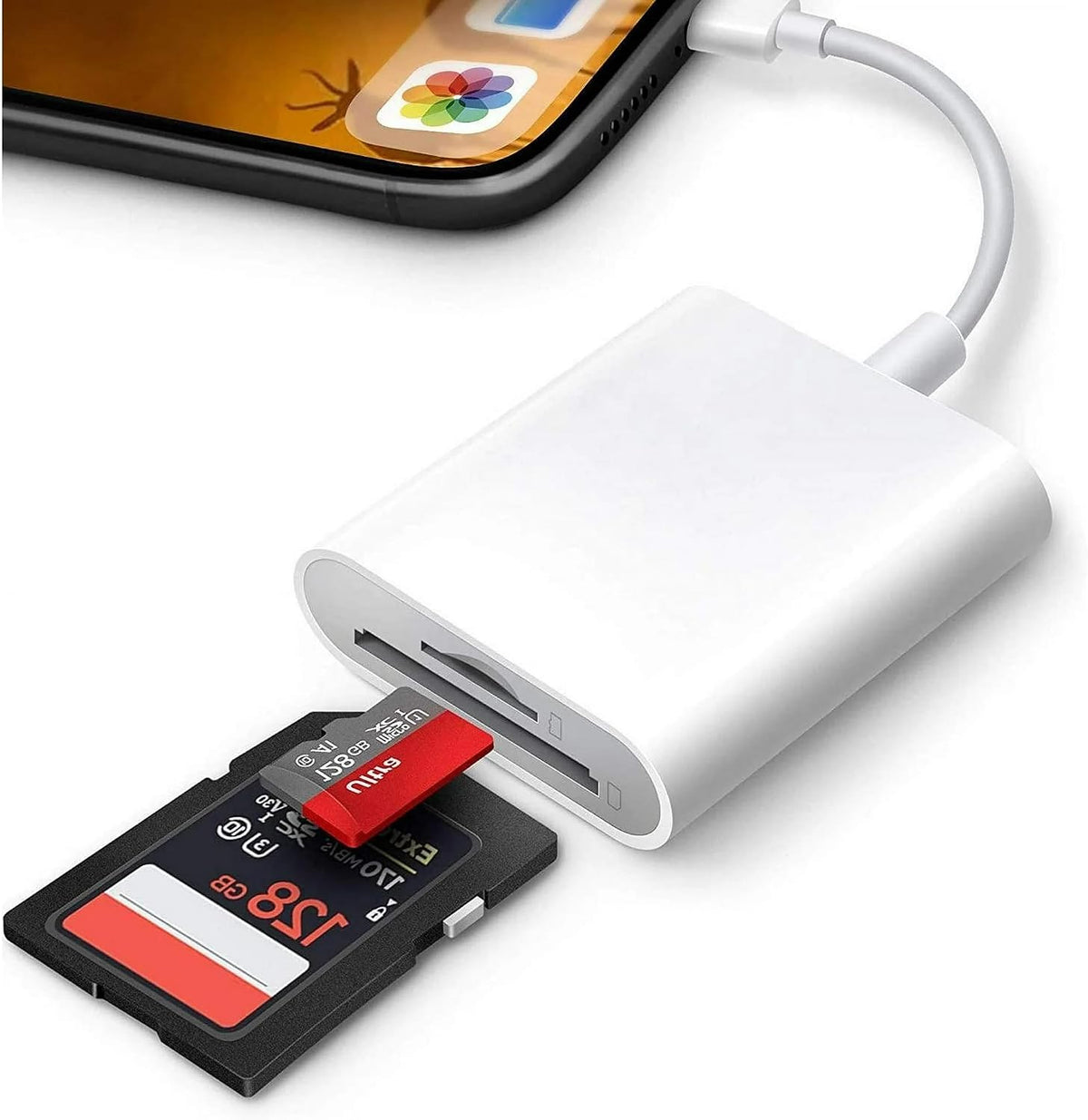 Hididi Sd Card Reader for iPhone iPad Camera,Dual Card Slot Memory Card Reader Supports SD and TF Card Trail Camera