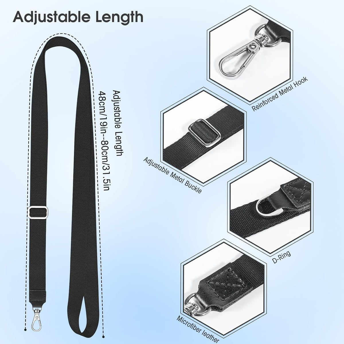 Phone Lanyard 2 Pack, Adjustable Cell Phone Multifuctional Patch Lanyards,Compatible with Most Smartphones and Wallets Keys ID Badges Travel Essentials(Black+Gray) (Lanyard Letter Sign F)