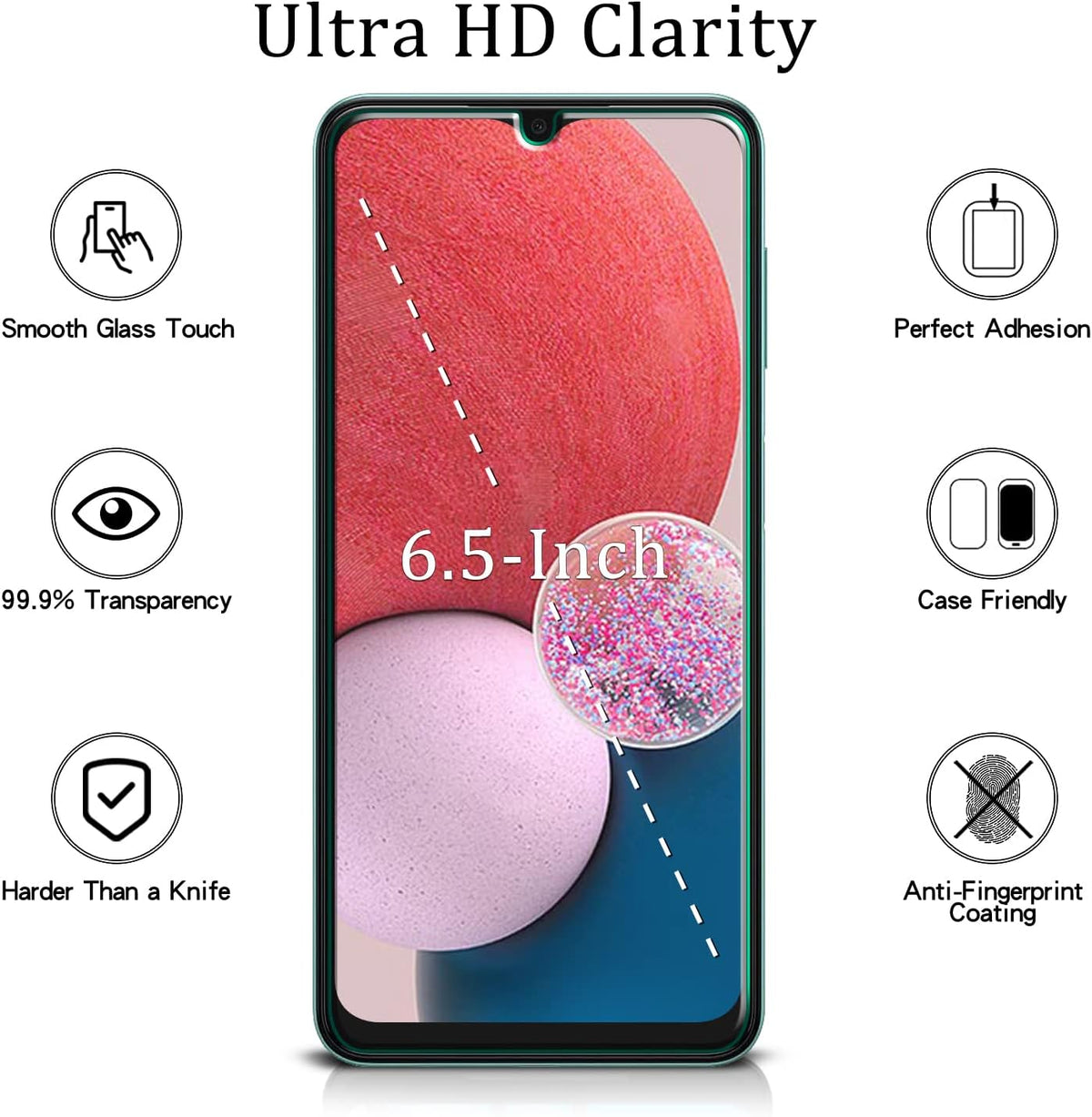MAYtobe [2 Pack] Tempered Glass Screen Protector for Samsung Galaxy A13 5G, Case Friendly, Bubble Free, Easy Install