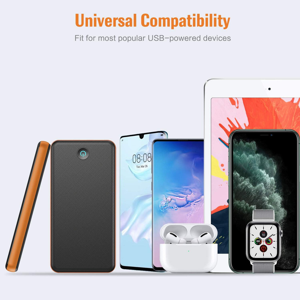 Portable Charger Power Bank 26800mAh, QC3.0 USB C PD Fast Phone Charging with Intelligent Controlling IC, 3 Out & 2 Input External Cell Phone Battery Pack Compatible with iPhone,Android etc
