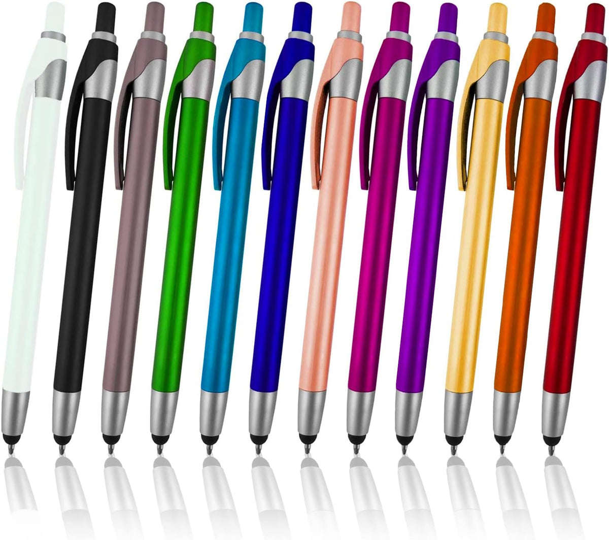 12 Pack Stylus with Ball Point Pen for iPad Mini, iPad 2/3, New iPad, iPhone 5 4S 4 3GS, Samsung Galaxy (Assorted