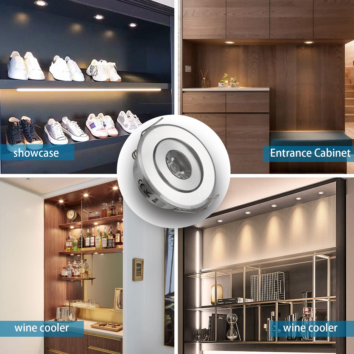 JOYINLED (Pack of 10 3W Mini LED Down Lights Small Recessed Round LED spotlihgts Under Cabinet Lights 3000K
