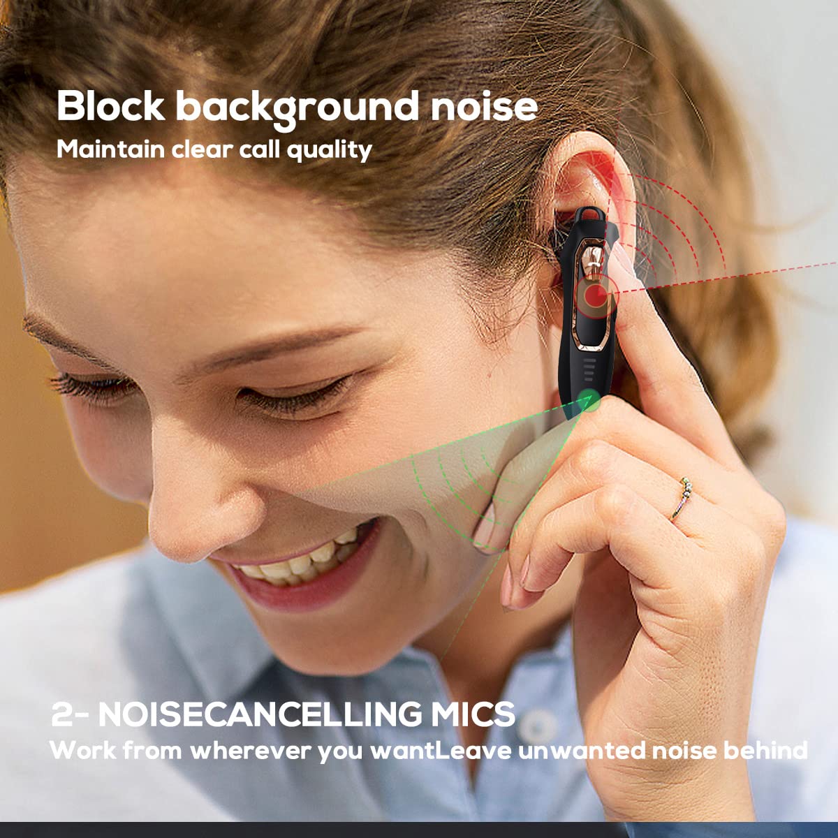 Micool DY20PLUS Bluetooth 5.4 Headset, Single Ear Wireless, Noise Cancelling, 36H Talk Time, Black-Gold Frame