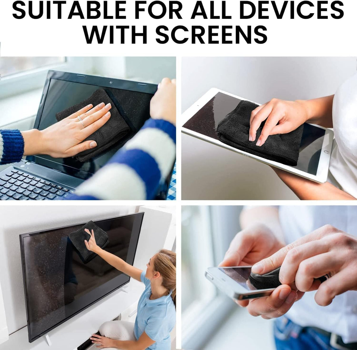 EVEO® Screen Cleaner Spray Kit (Streak-Free) TV Screen Cleaner for Smart TV, LCD, LED, OLED | Computer Screen Cleaner Spray and Wipe Microfiber Cloth - TV, Monitor, Laptop, iPad, Car - 6.7oz 4 Pack