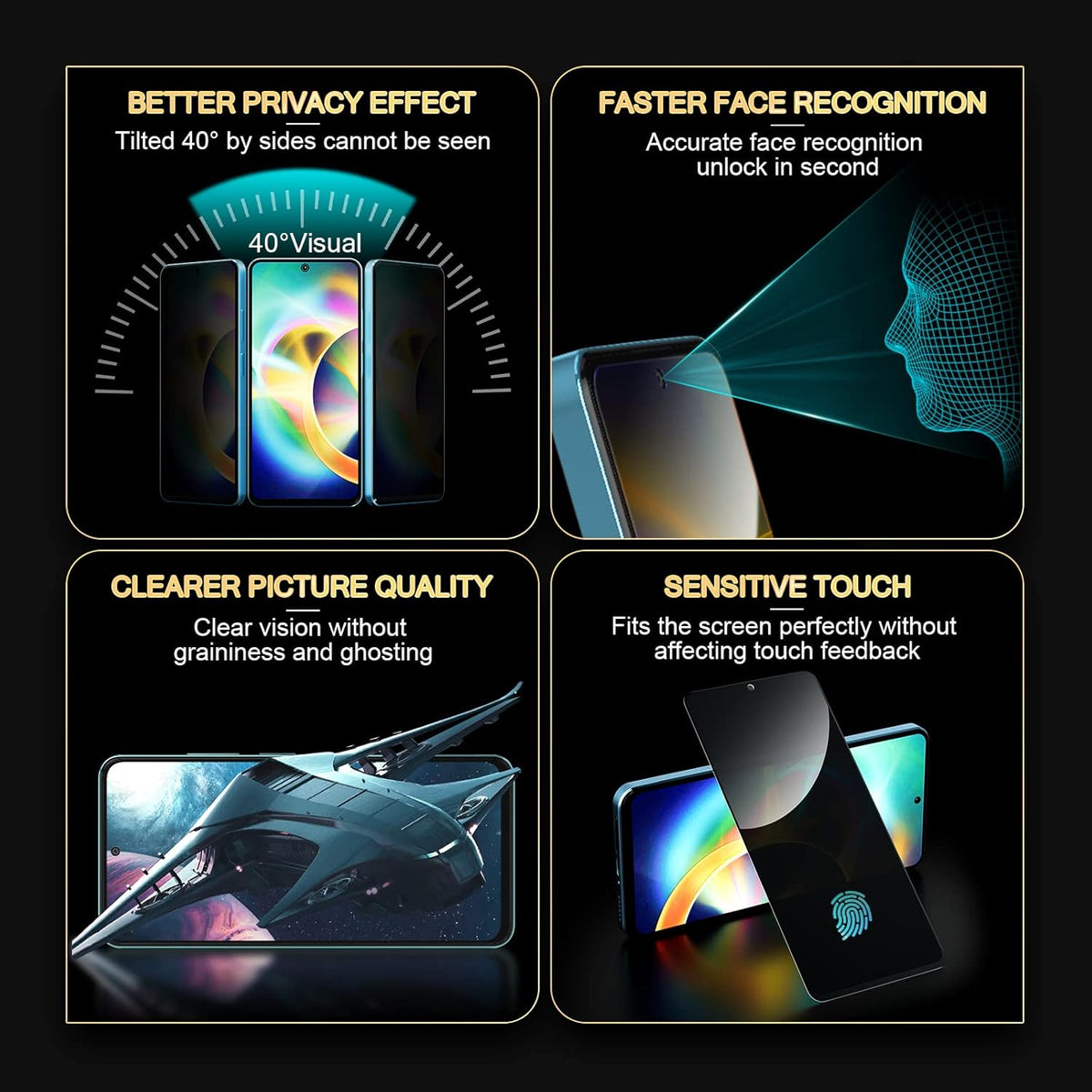 [3 Pack] Privacy Screen Protector for Samsung Galaxy S24 Plus, Full Coverage Anti Spy Tempered Glass Protective Film