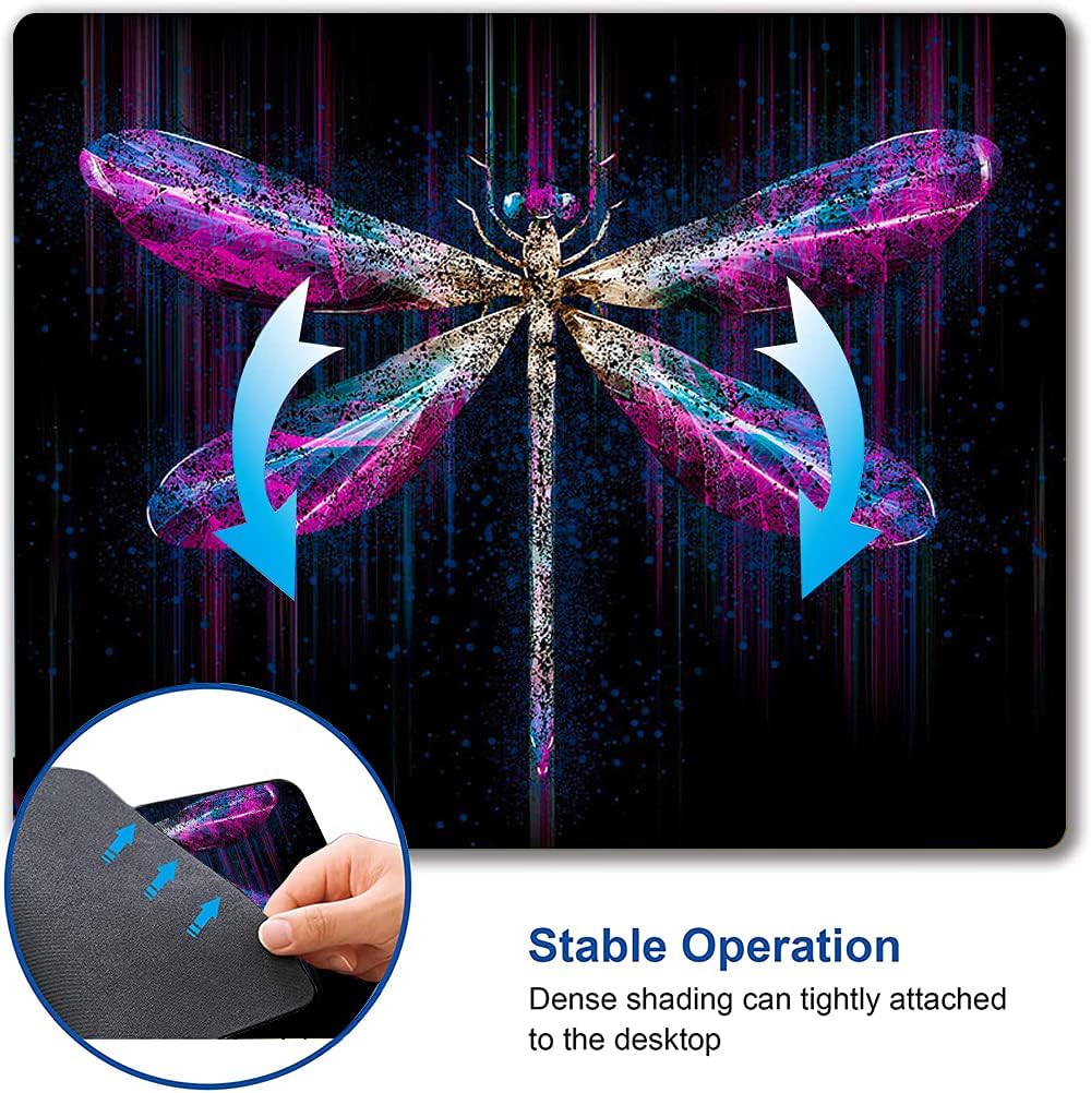 Hokafenle Mouse Pad, Purple Dragonfly Mouse Pad, Square Custom Mouse Mat Waterproof Mousepad Non-Slip Rubber Base MousePads for Office Home Laptop