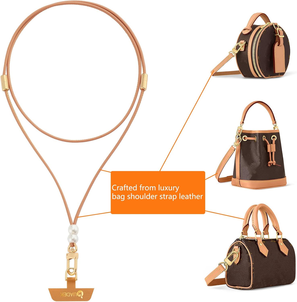 Leather cell phone lanyard Detachable Phone Chain Strap 2-in-1 Phone Charm with
