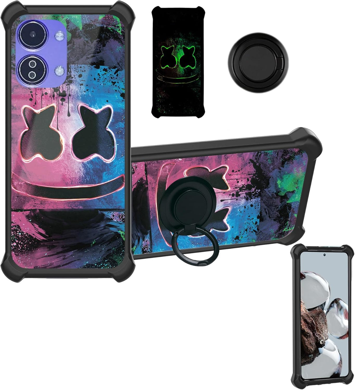 Vortex Hd68 Case Compatible, Vortex Hd68 Phone Cover, [Ring Support][Hard PC + Soft Silicone] [Luminous Effect]