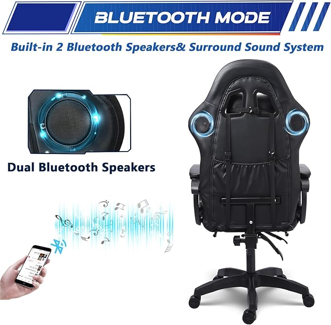 RGB Gaming Chair with Massage and Footrest Large Ergonomic Computer Desk Chair Video Gaming Chair with Speakers and Lumbar Support Height &amp Angles Adjustable Reclining Gamer ChairPink