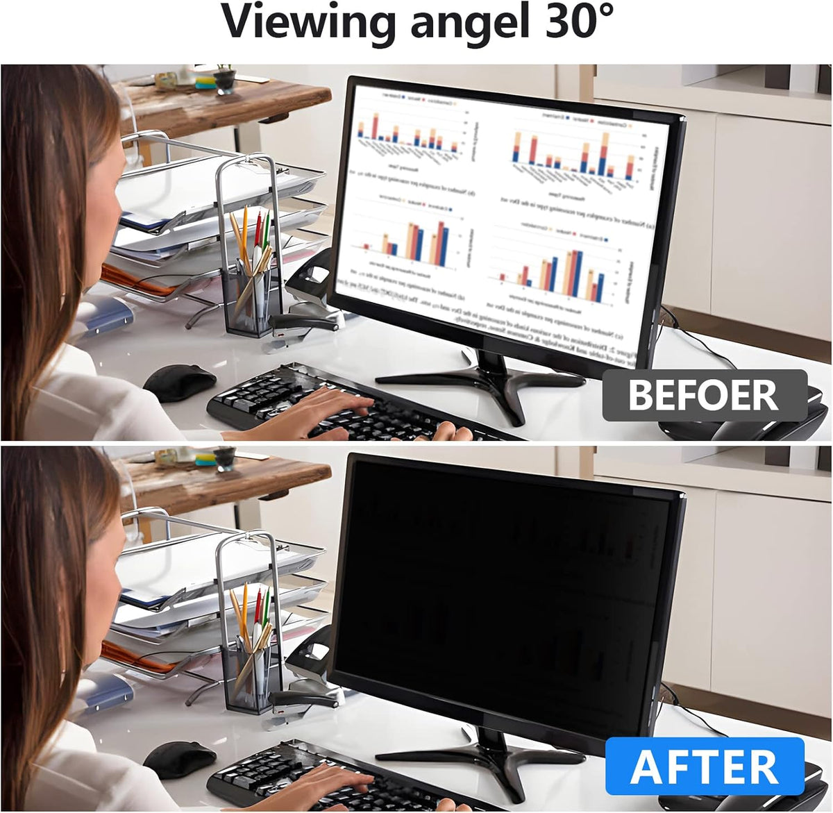 [5 Pack] 20 Inch Computer Privacy Screen Protector for 16:9 Widescreen Monitors-Anti-Glare & Blue Light Filter,Anti-Spy Film,Reduces Eye Strain(Fits Most Desktop Screens)