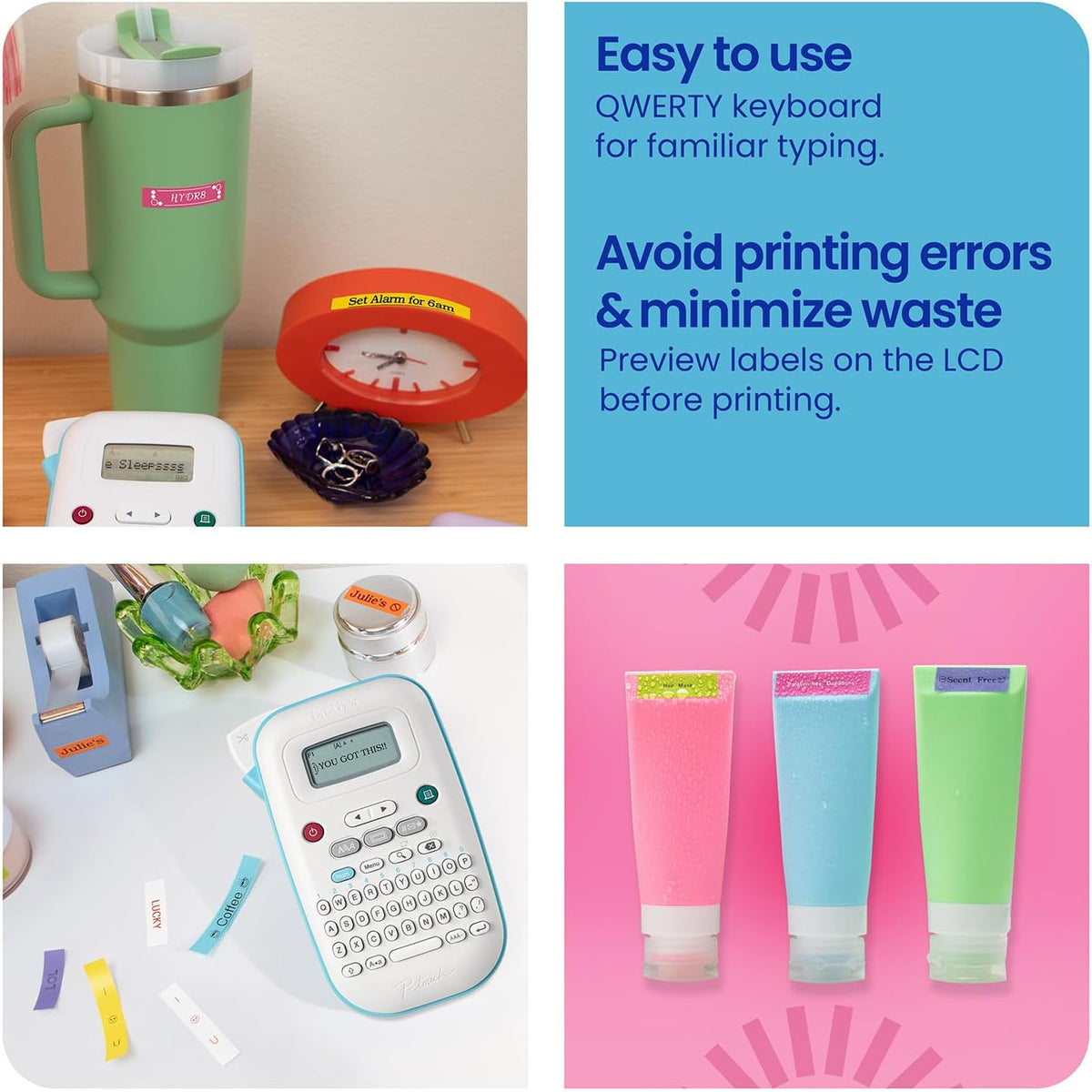 Brother P-Touch PT-N10 Personal Handheld Label Maker, Portable and Prints, P-Touch Btag ~½” (12mm) Wide Color Personalized Label Tapes,