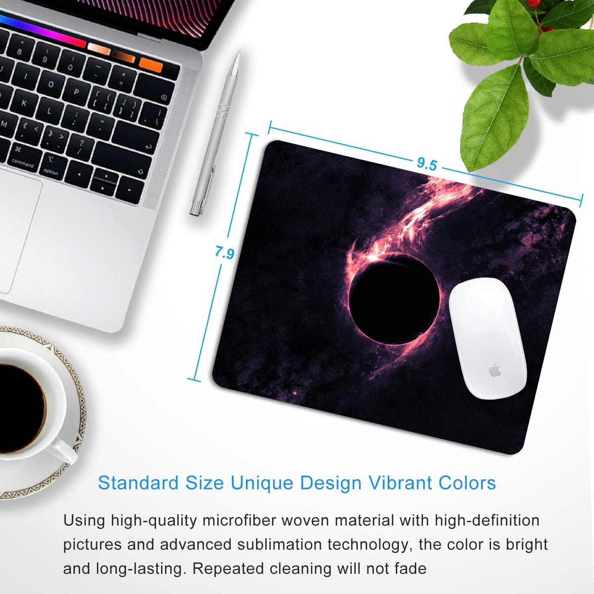 Sci-Fi Galaxy Mouse Pad Personalized Planet Design Computer Laptop Non-Slip Rubber Mousepad 9.5x7.9 Inch