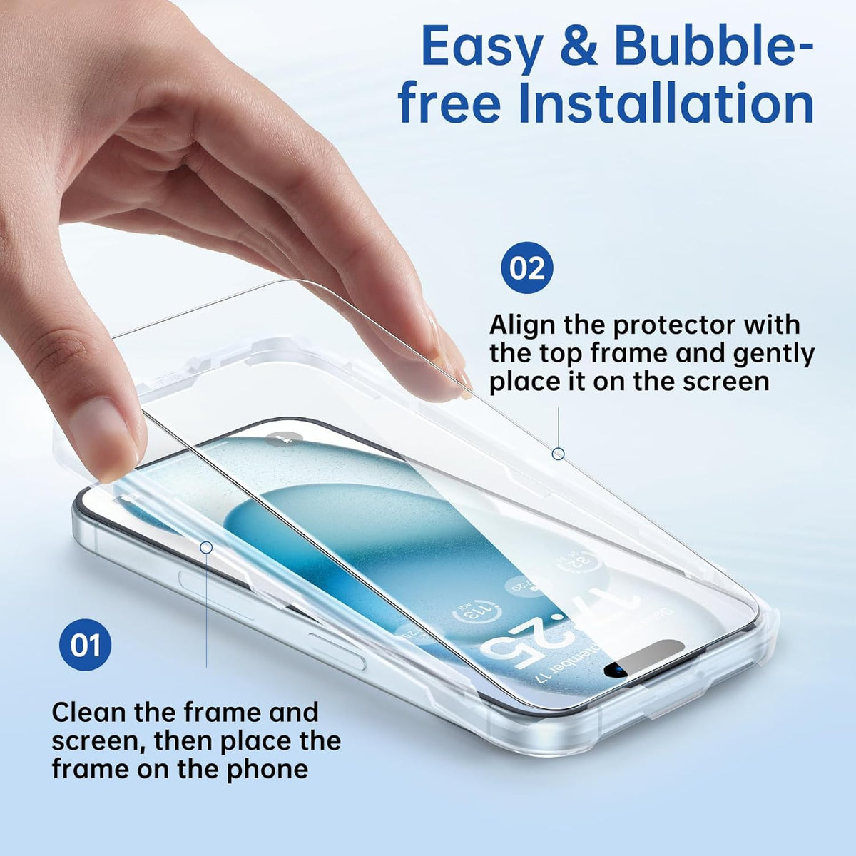 SYNCWIRE iPhone 15 Screen Protector [6.1 inch] - 3 Pack, HD Clear, Shatterproof, Scratch Resistant, Easy Install,