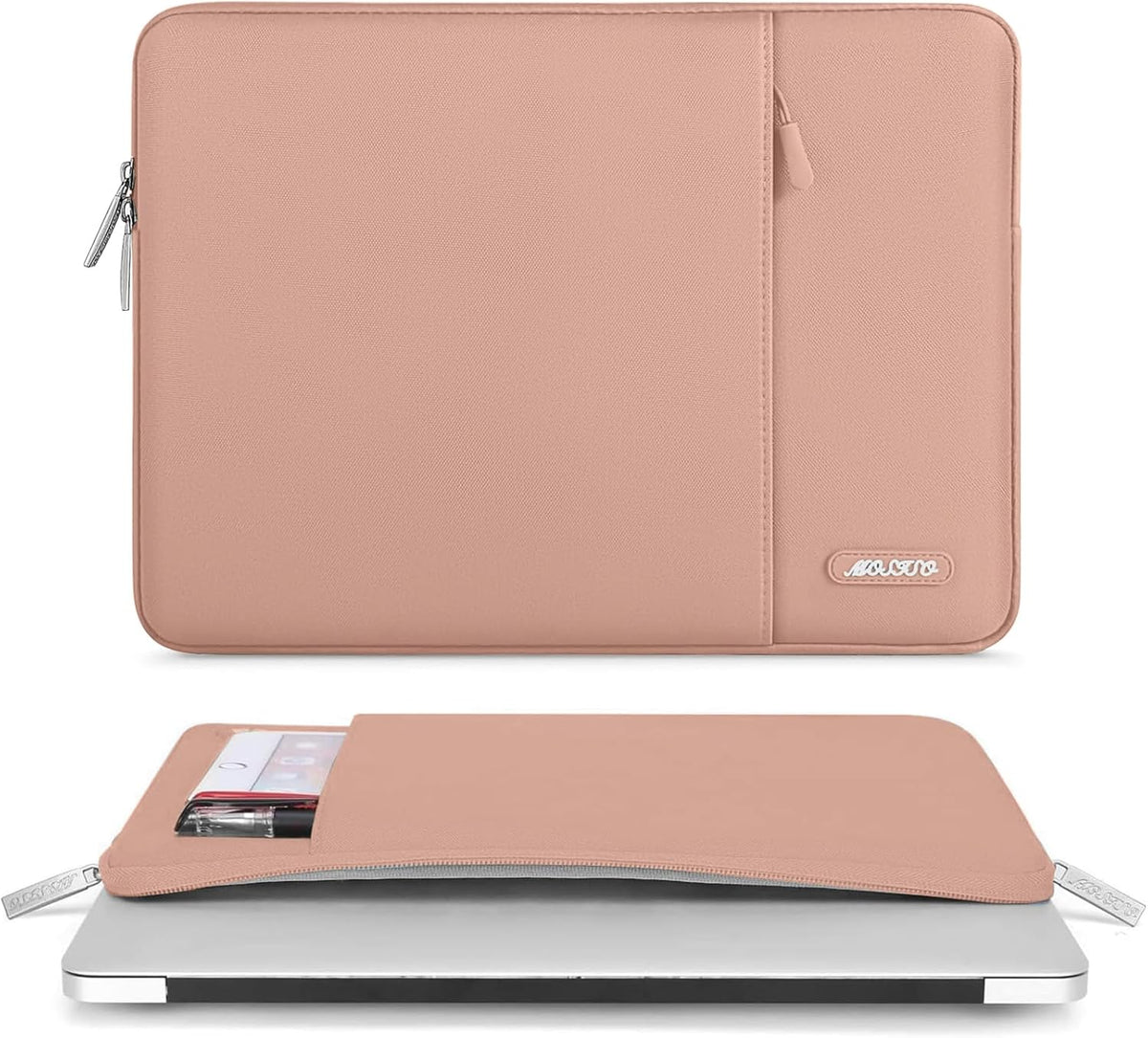 MOSISO Laptop Case 13 inch, 13 inch Laptop Sleeve Compatible with MacBook Air M4 M3 M2 M1 2025-2018 / Pro M2 M1 2025-2016, Polyester Vertical Computer Sleeve Bag with Pocket, Salmon Pink