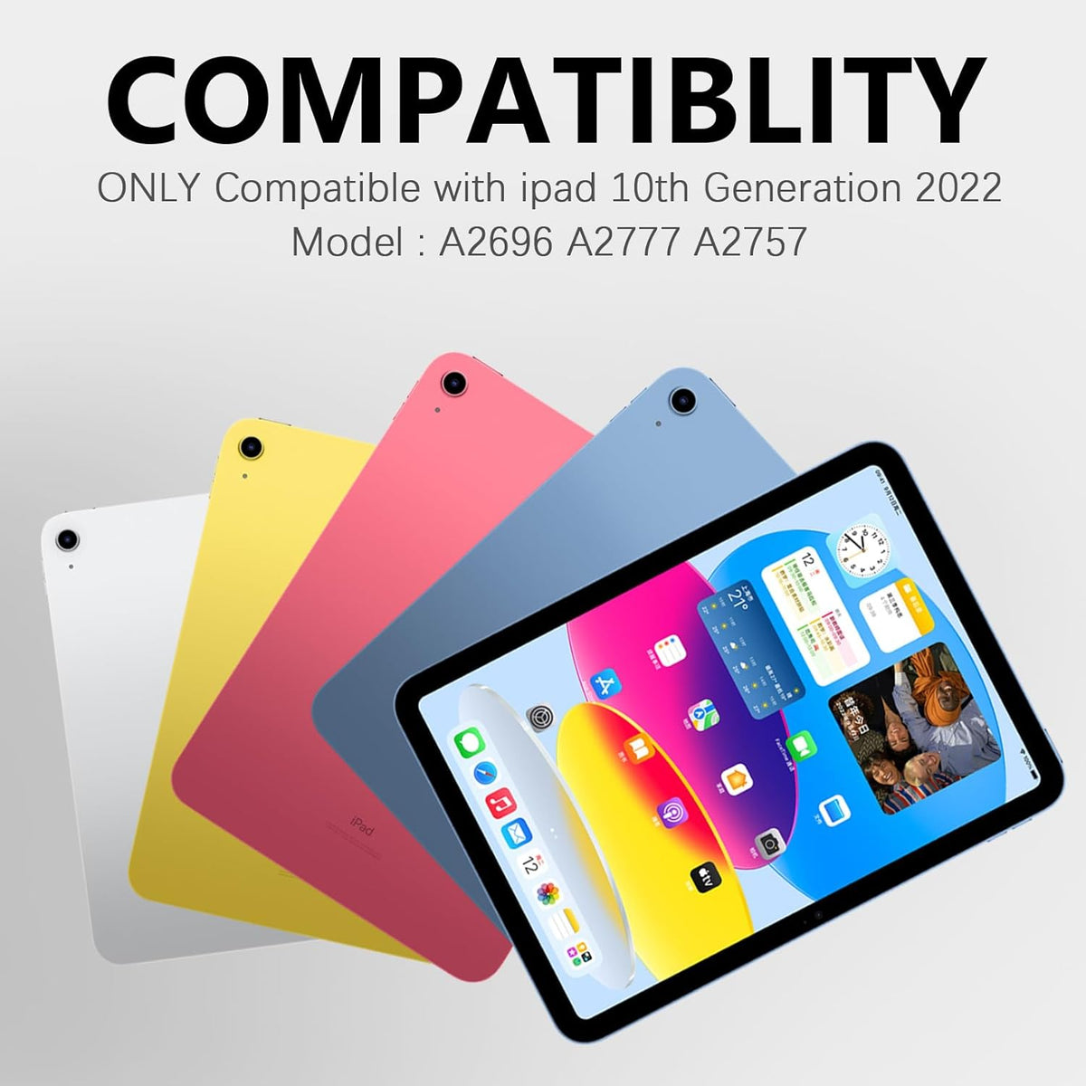 FUWANG iPad 10th Generation Case with 10.9 inch Keyboard 2022 - Detachable 7 Colors Backlit Wireless Bluetooth Folio