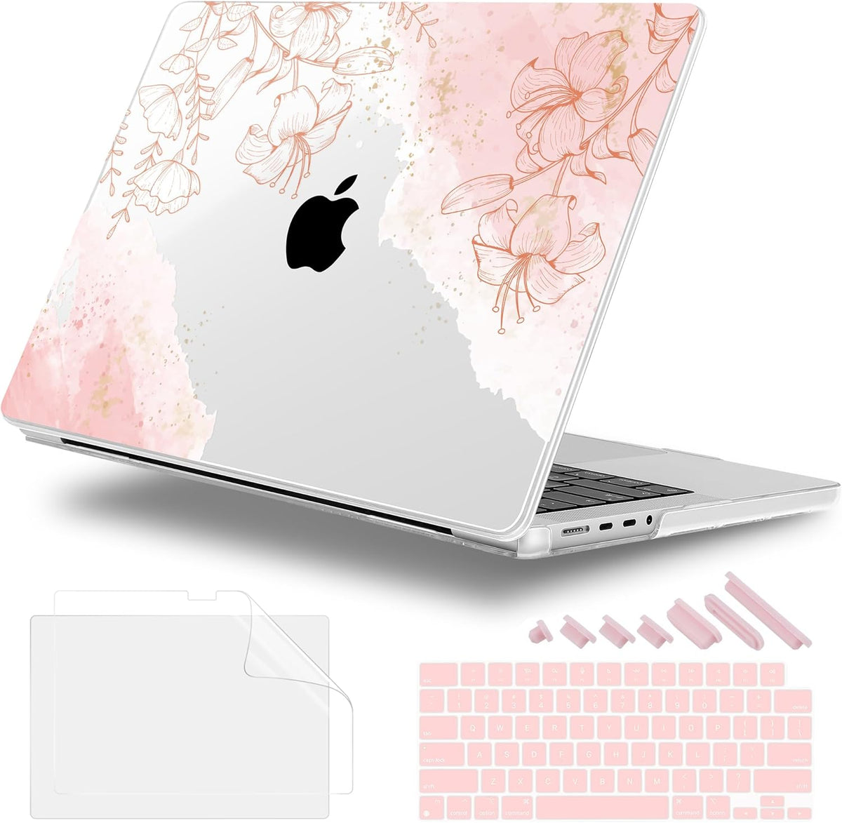 for MacBook Pro 16 inch Case 2021 2022 2023 2024 Release A3186 A3403 M4 A2991 M3 A2780 M2 A2485 M1 Pro/Max, Hard Shell Case with Screen Protector & Keyboard Cover, Watercolor Floral