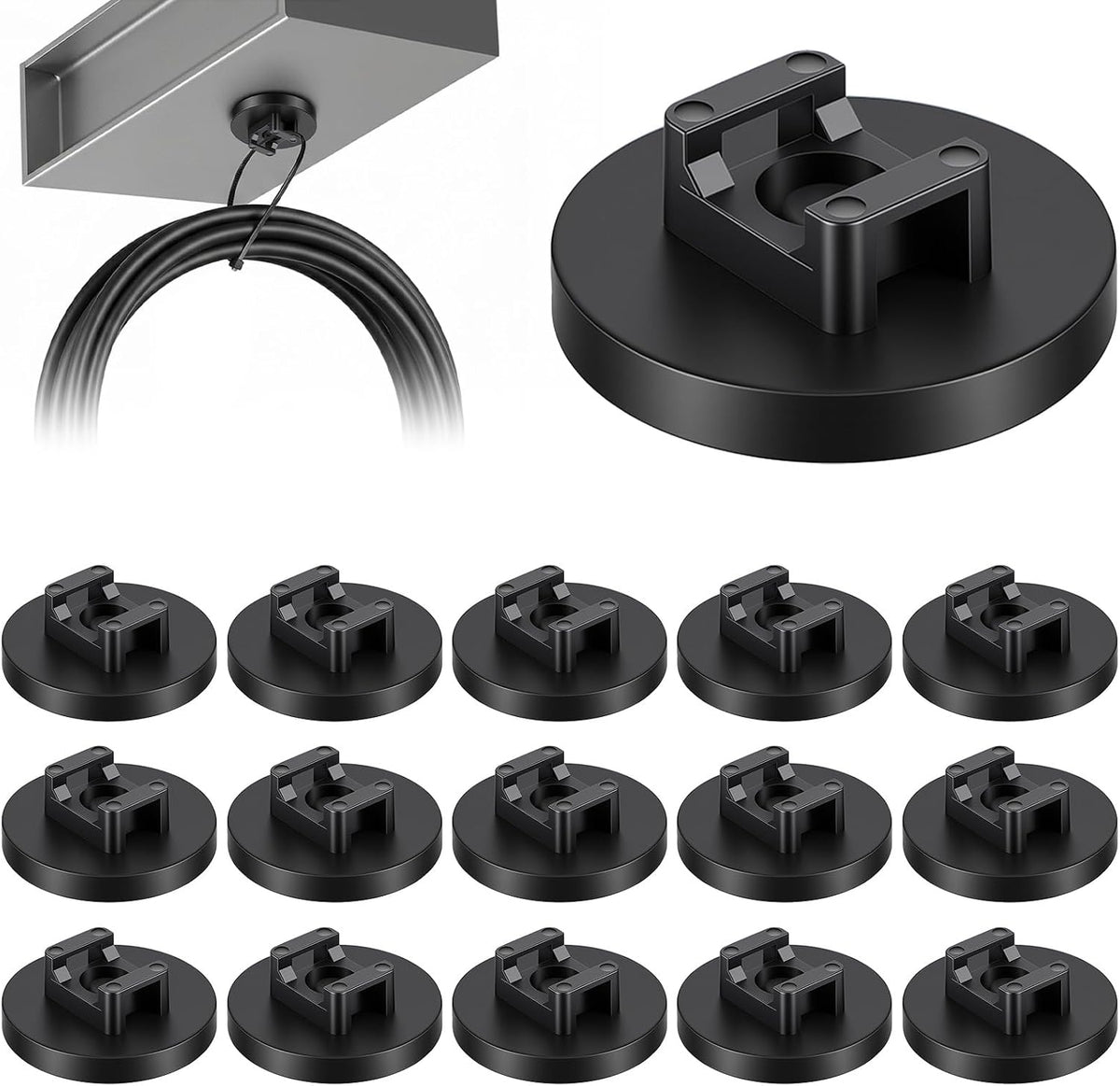 15 Pcs Magnetic Zip Tie Mount Base Black Magnetic Cable Clips Wire Holder Multipurpose Cable Ties Mount Wire Clips