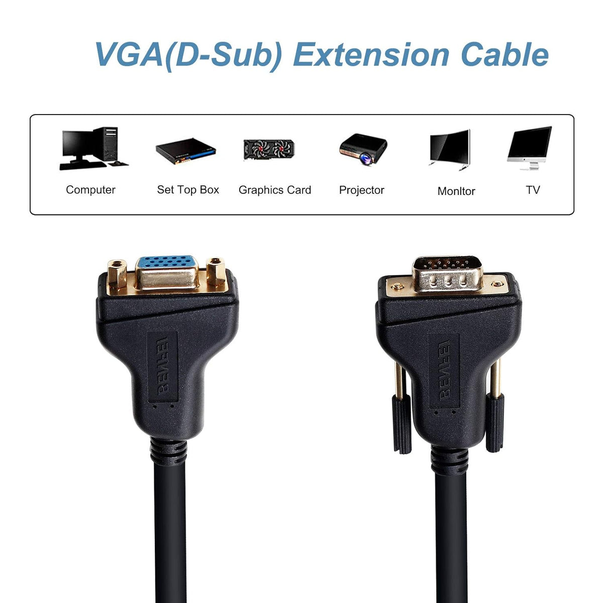BENFEI VGA Extension Cable, VGA Male to Female - 10 Feet