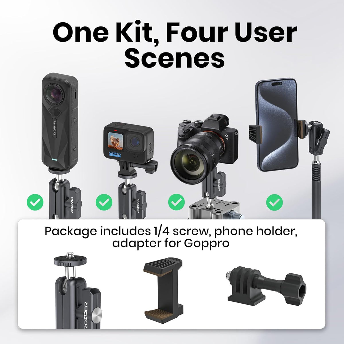 4.5" Suction Cup Camera Mount with 4.72" Extension Rod, Universal Car Mount for Cameras, Phones, Cameras with 3.84" Magic Arm