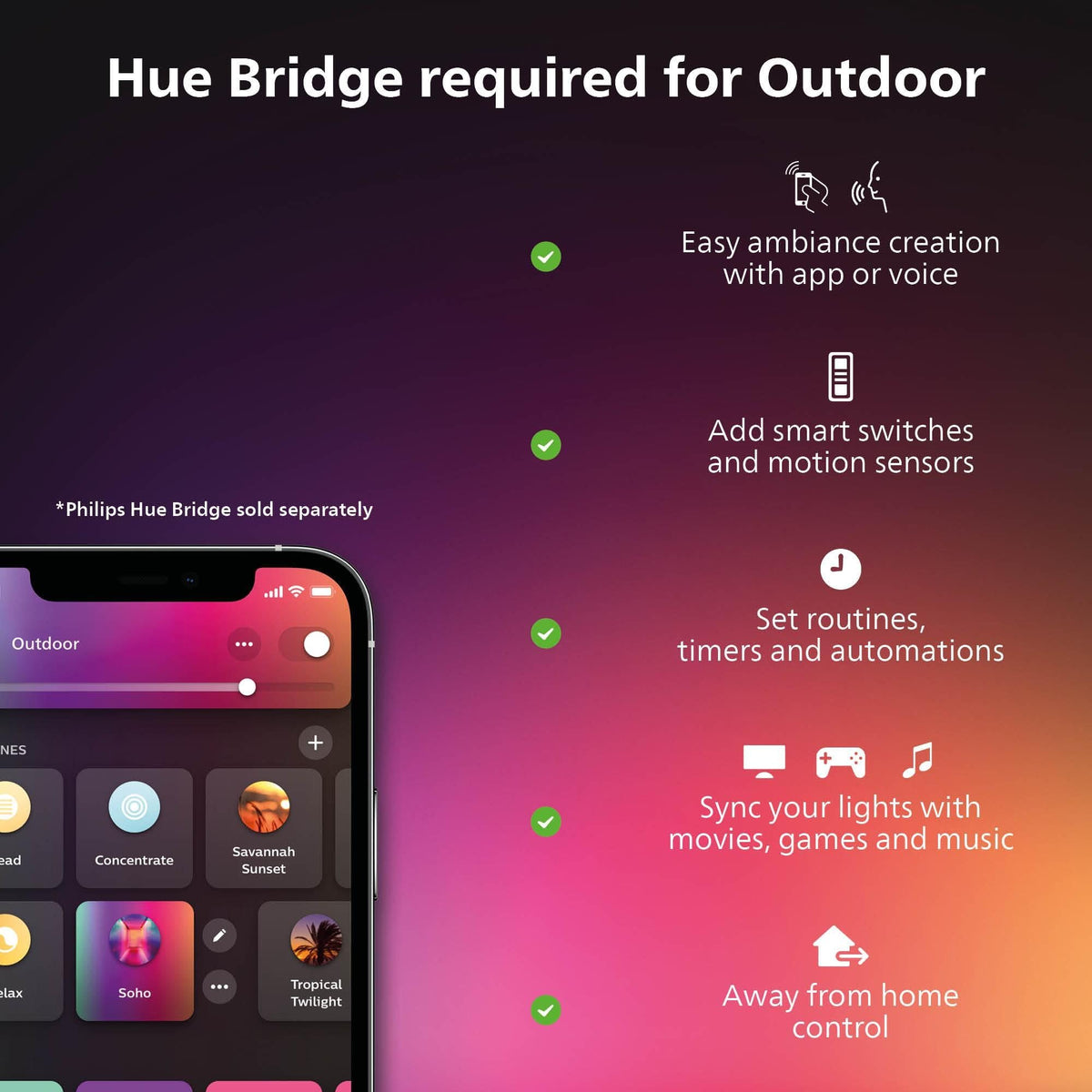 Philips Hue Amarant Outdoor Smart Light Bar, Black - 20W, White and Color Ambiance LED Light - 1 Pack - Requires Hue Bridge and Outdoor Power Supply