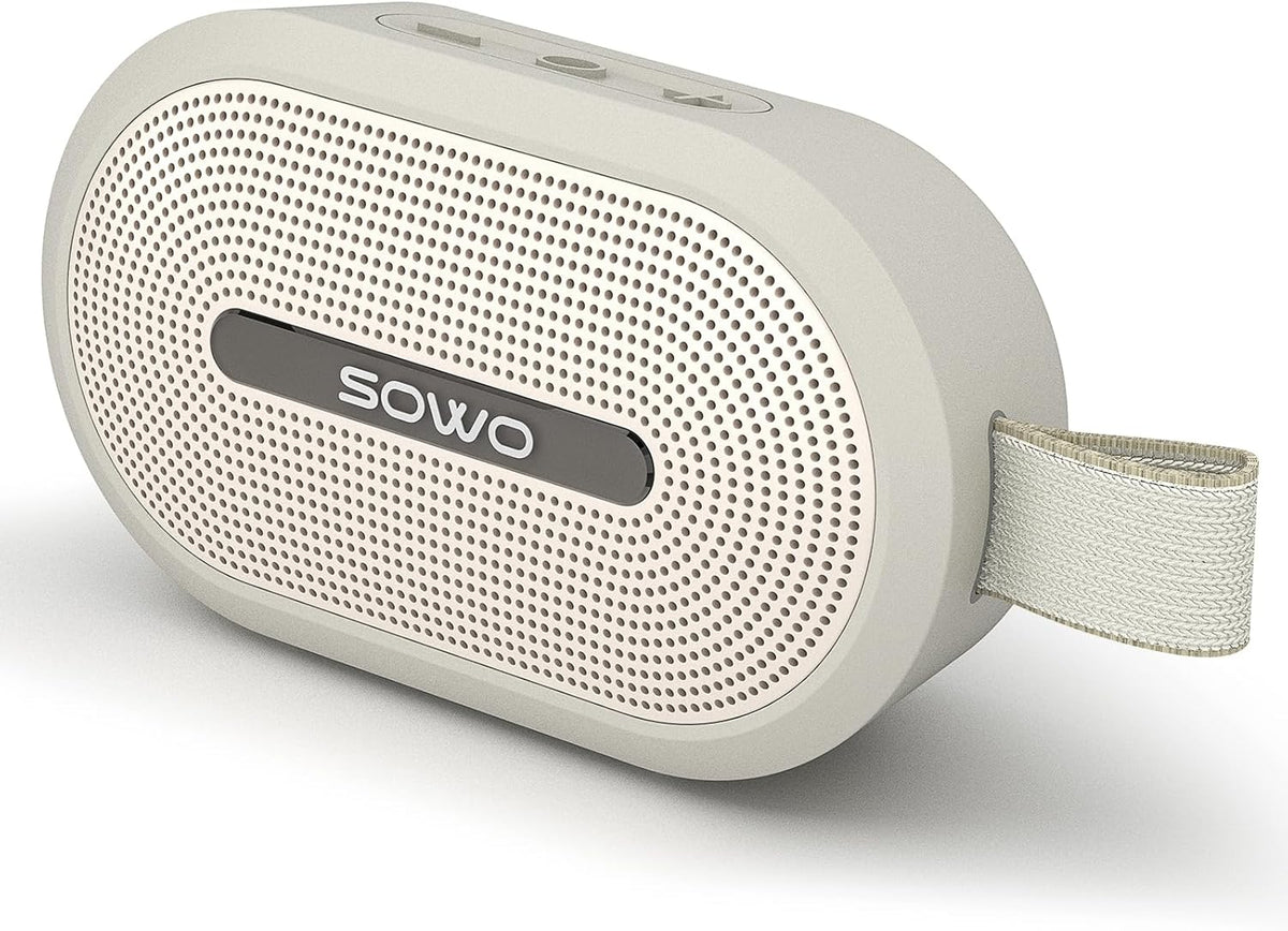 SOWO Wireless Portable Small Speaker, Ultra Magnetic Bluetooth Speaker for Golf Cart, Coverless IP67 Waterproof, 24 H Playtime, Pro Sound, Clip Hanging Design for Outdoor, Indoor - White