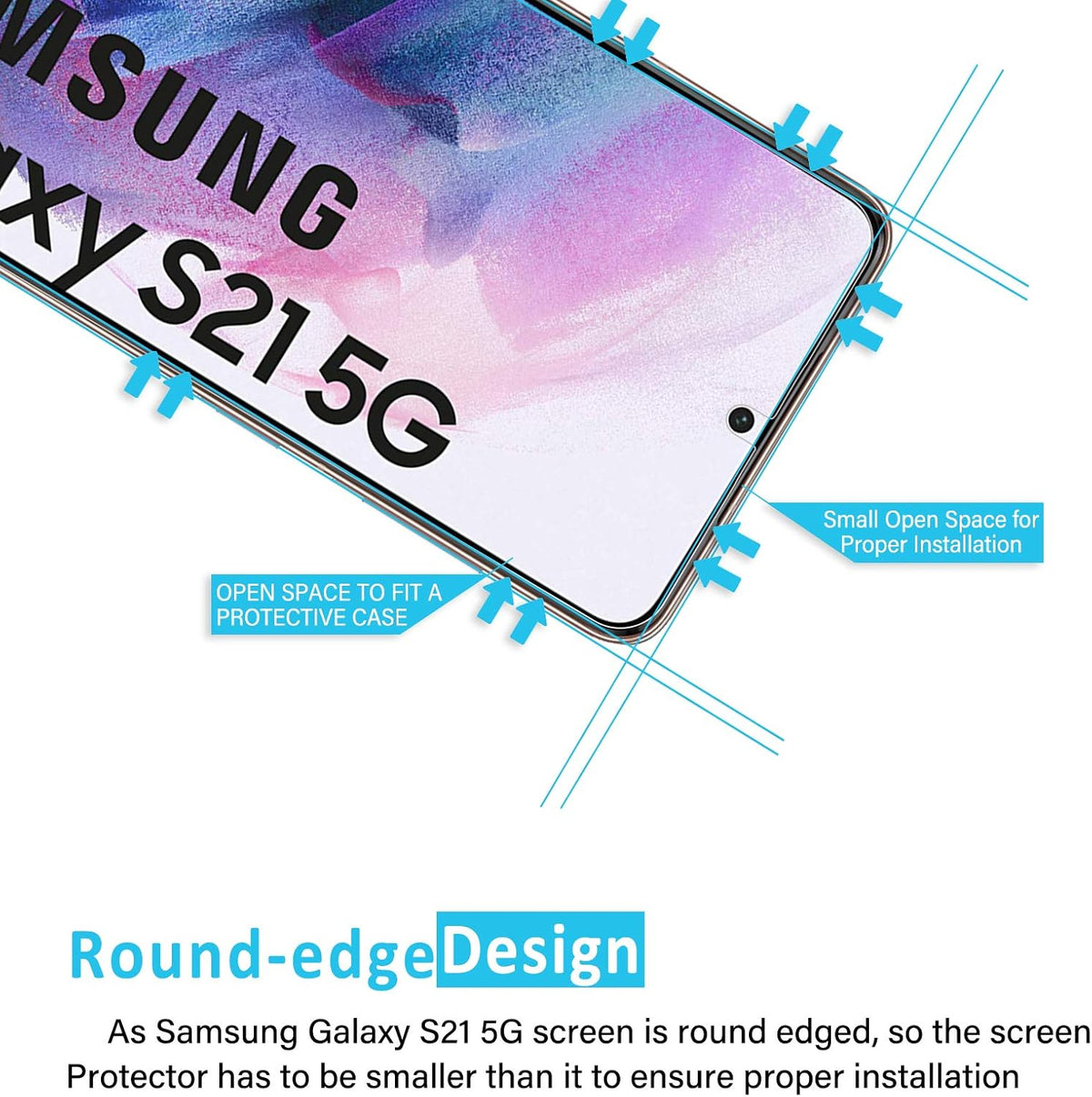 NEW'C Tempered Glass Screen Protector for Samsung Galaxy S21 5G (6.2) - Pack of 3, 9H Hardness, Anti-Scratch,