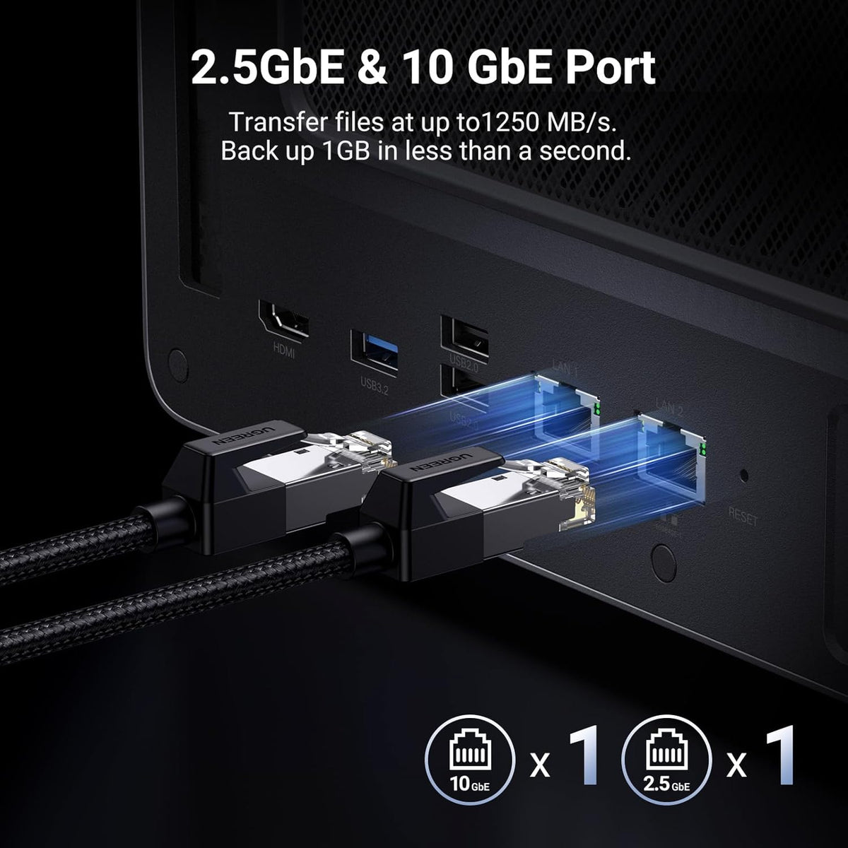 UGREEN NASync DXP6800 Plus 6-Bay Desktop NAS, Intel i3 1215u 6-Core CPU, 8GB DDR5 RAM, 128G SSD, 1X 10GbE and 1X 2.5GbE LAN Port, 2X M.2 NVMe Slots, 4K HDMI, Network Attached Storage (Diskless)