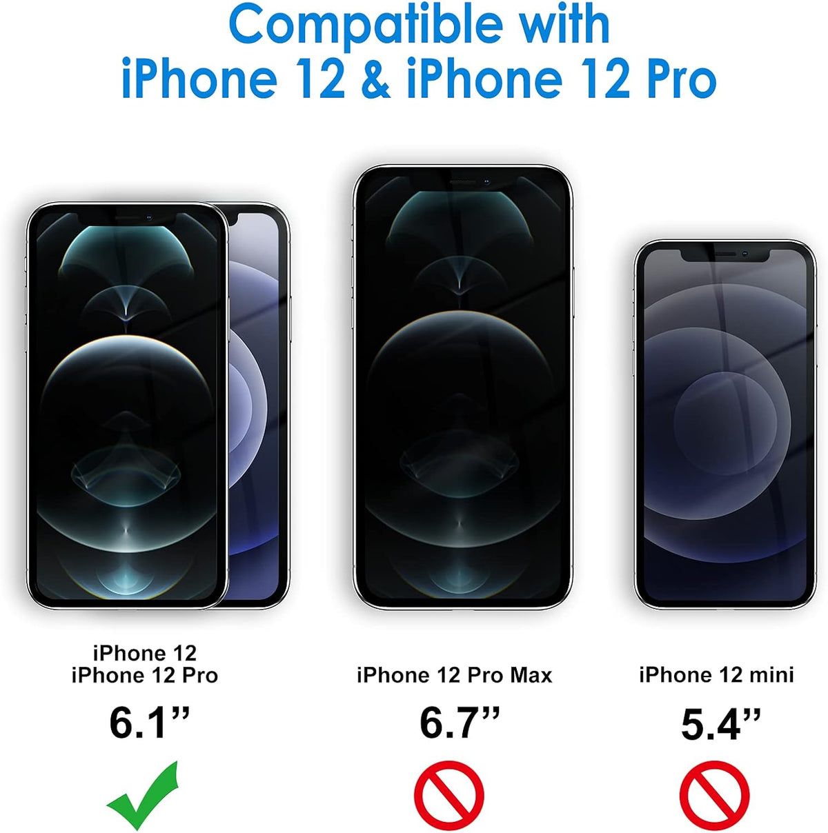 JETech Screen Protector for iPhone 12/12 Pro 6.1-Inch, Tempered Glass Film with Easy-Installation Tool, 2-Pack