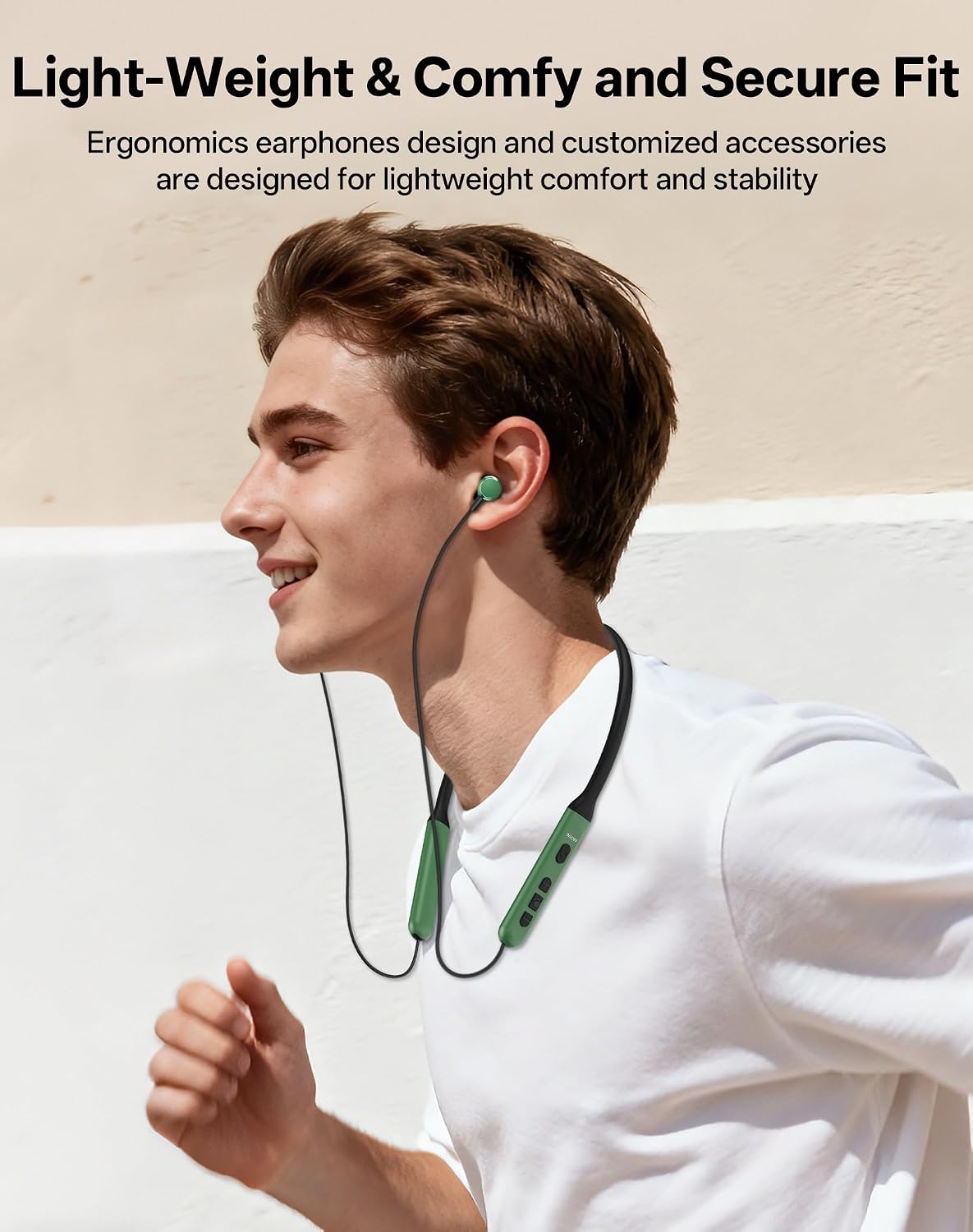 6.0 35H IPX5 Headset Neckband Bluetooth Headphones, Wireless Bluetooth Earbuds with Microphone, Comfortably Light, Deep