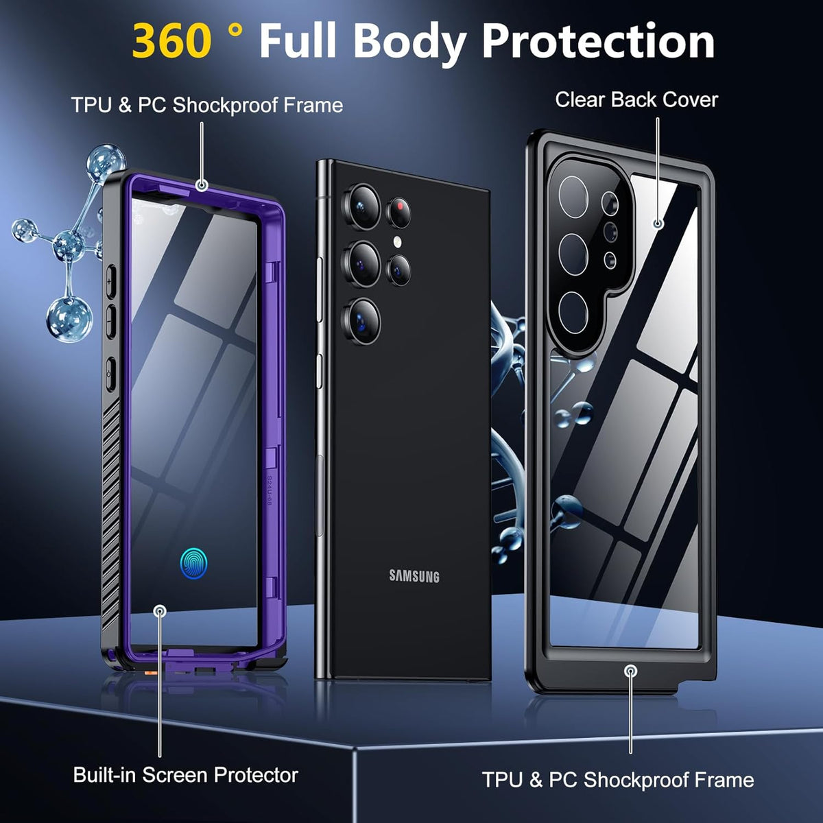 Designed for Samsung Galaxy S24 Ultra Case, Waterproof, Built-in Screen Protector, Full Protection Heavy Duty