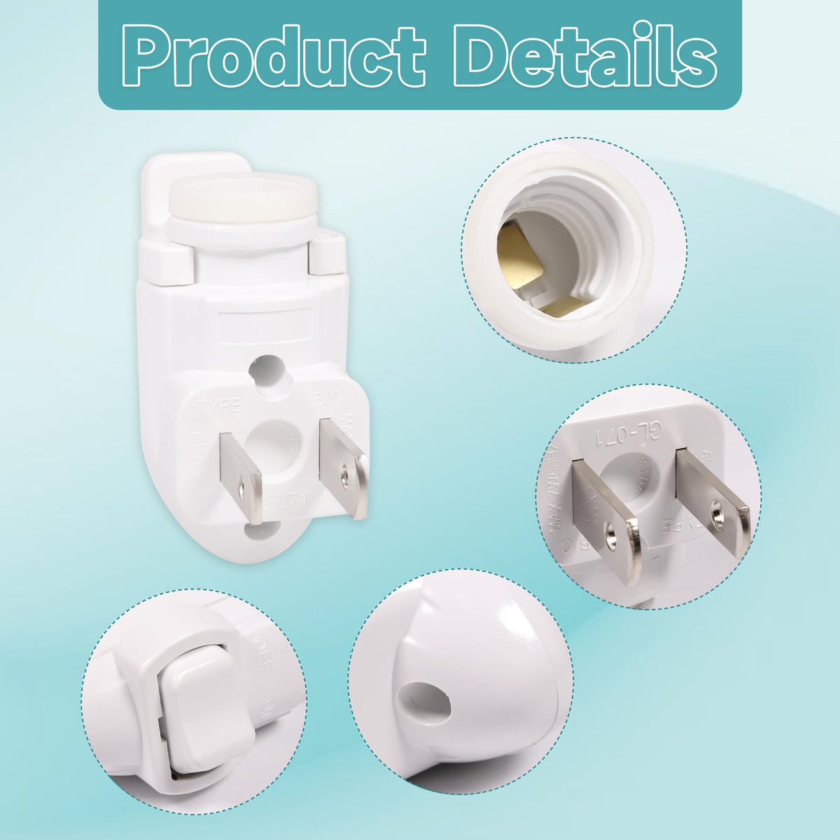 Deridi Plug in Night Light Module Socket with ON/Off Switch with Shade Mounting Clip for Decoration for Your Night Light (10Pack)