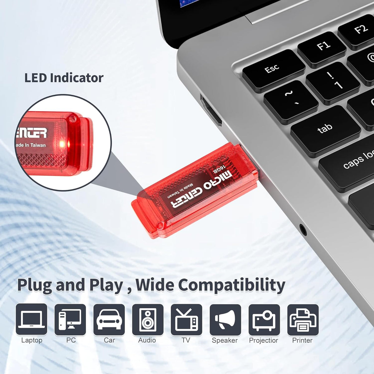 INLAND Micro Center SuperSpeed 10 Pack 16GB USB 3.0 Flash Drive Gum Size Memory Stick Thumb Drive Data Storage Jump Drive, 10X Faster Than USB 2.0 USB Drive (16G 10-Pack)