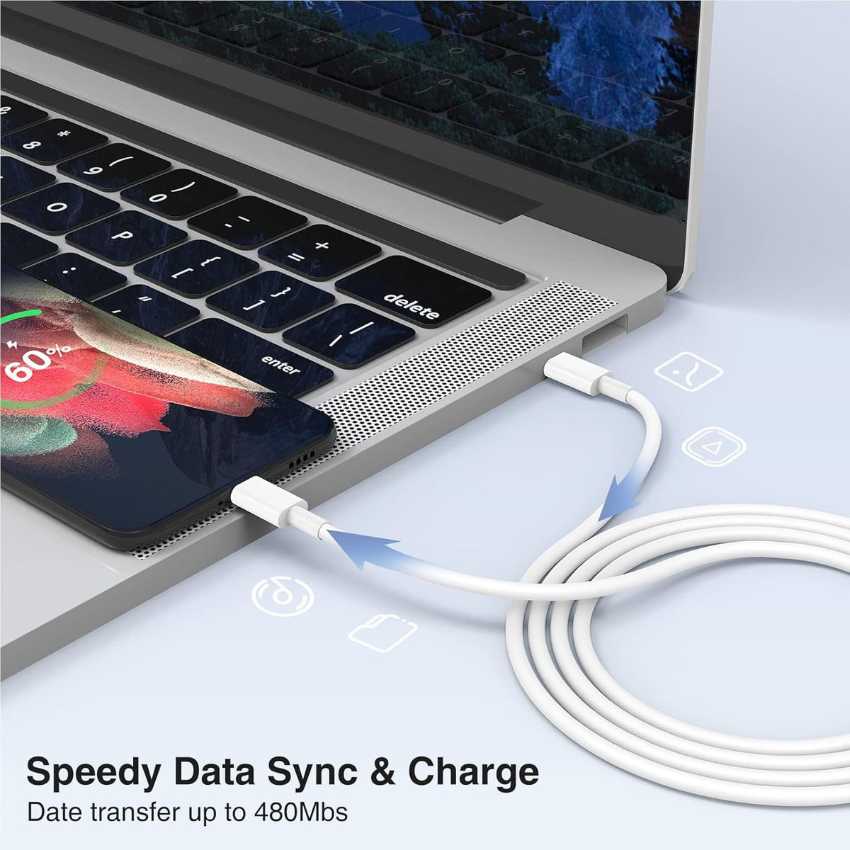 2-Pack 10FT 60W USB C to USB C Cable, Type C to Type C Cable,Fast Charging Cable Compatible with iPhone 15/Plus/15 Pro/Pro Max，Samsung Galaxy S23 S22, iPad Pro, MacBook Air and More