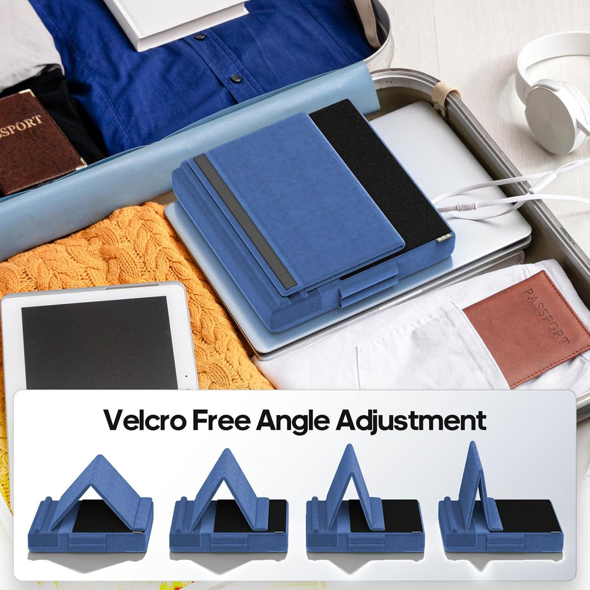KDD Tablet Pillow Stand, Multi-Angle Viewing Ipad Holder for Lap, Bed and Desk, Foldable Soft Pad Dock with Stylus Mount Compatible with Ipad Pro 12.9, 10.5, 11, Air, Mini, Phones, Books, E-Reader