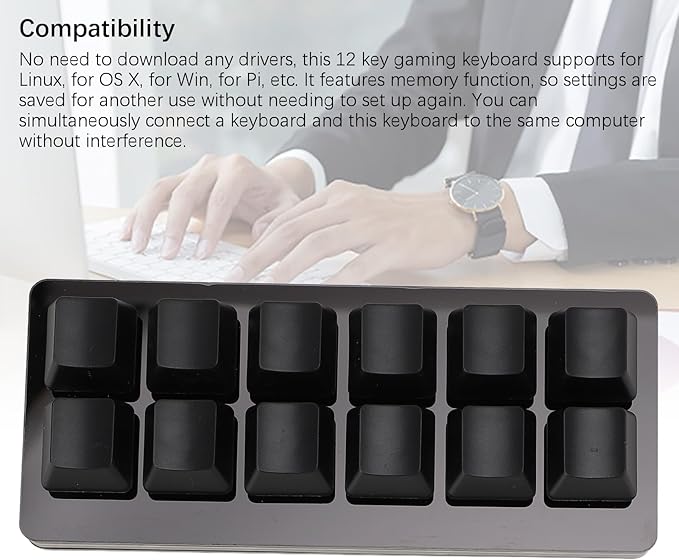 Denash 12 Key Mechanical Keyboard RGB Multifunctional Small Mechanical Red Switch Gaming Keyboard for PC Enjoy Shortcuts Customizable Scripts RGB Colorful Lights Light and Portable