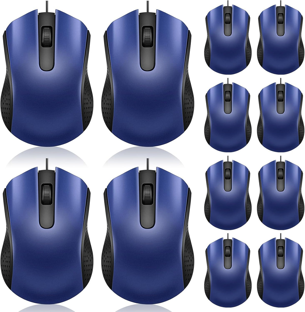 Hoteam 12 Pcs Blue Wired Computer Mouse Bulk Cord USB Computer Mice Ergonomic Wired Mouse for Pcs, Computers, Laptops