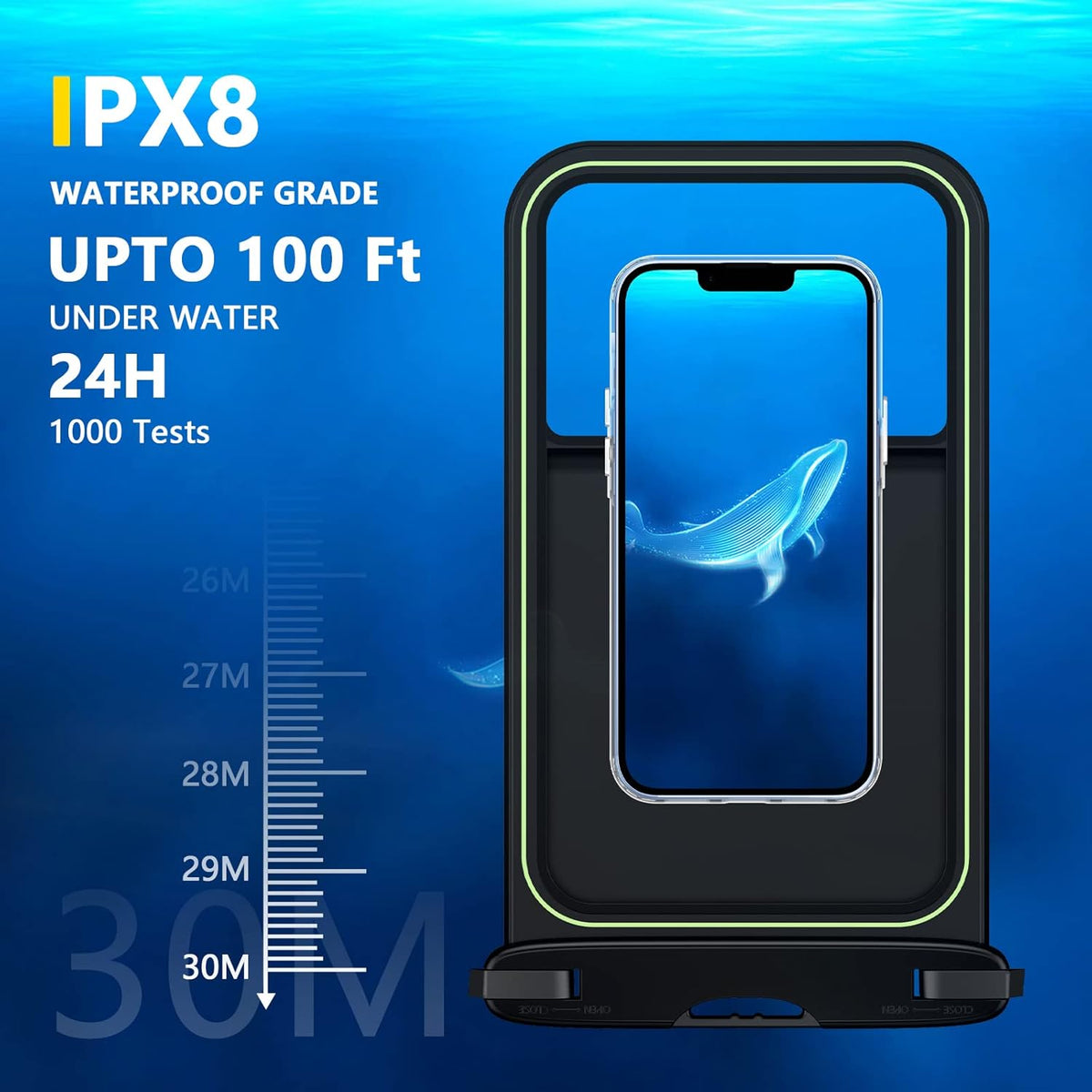 Temdan 2 Pcs Floating Waterproof Phone Pouch,[Up to 10" Large] Universal IPX8 Waterproof Cell Phone Dry Bag with Lanyard for iPhone 16 Pro Max/16E/15/14/13/12/11,Galaxy S25 Ultra/S24/S23 for Vacation