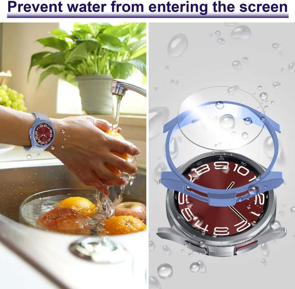 12+4 Pack Case with Tempered Glass Screen Protector for Samsung Galaxy Watch 6 Classic 47mm, Waterproof Hard PC