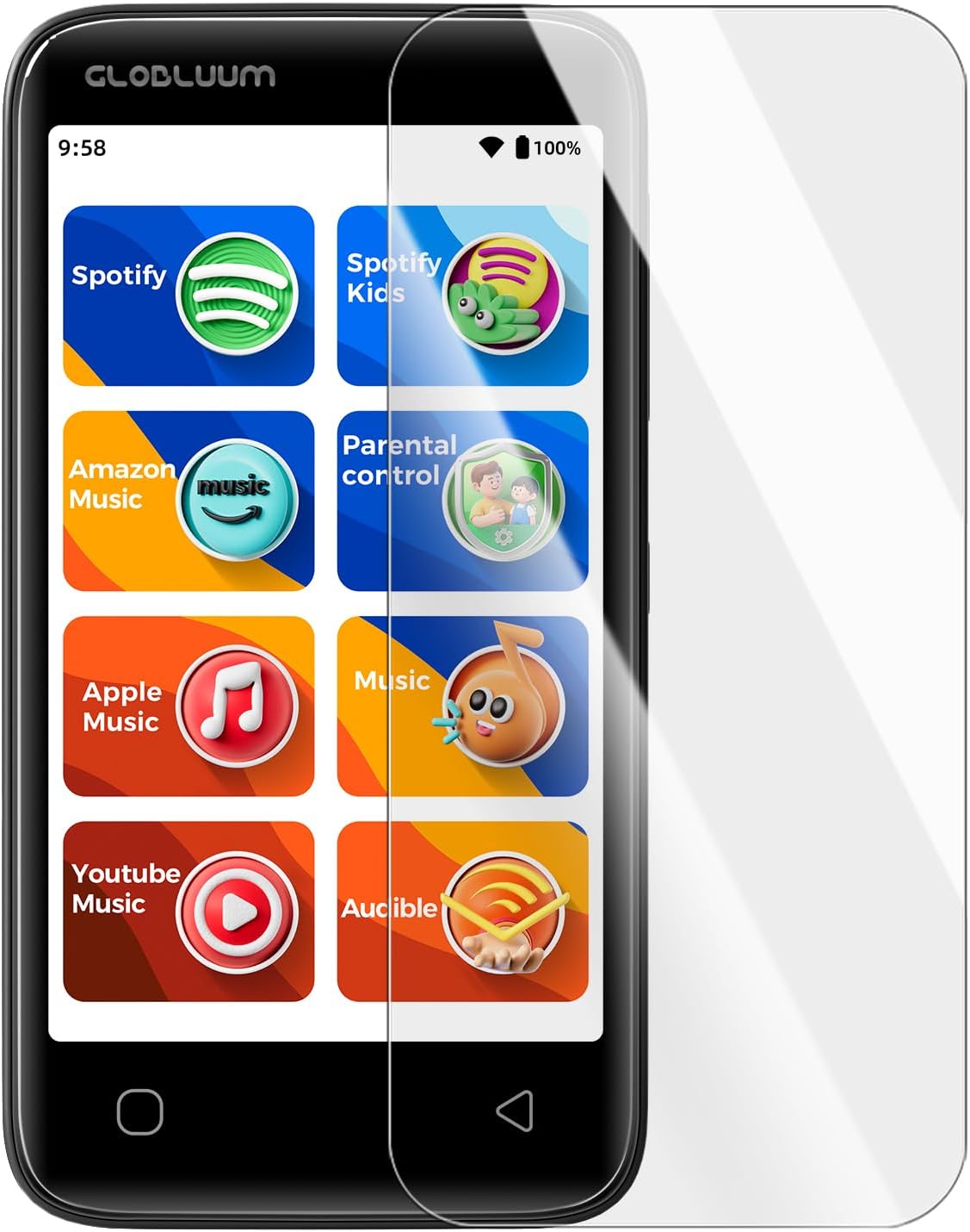 Globluum SU3, SU5, SU7, SU9 MP3 9H Screen Protector Player, Tempered Glass Screen Protector, HD Clear, Scratch