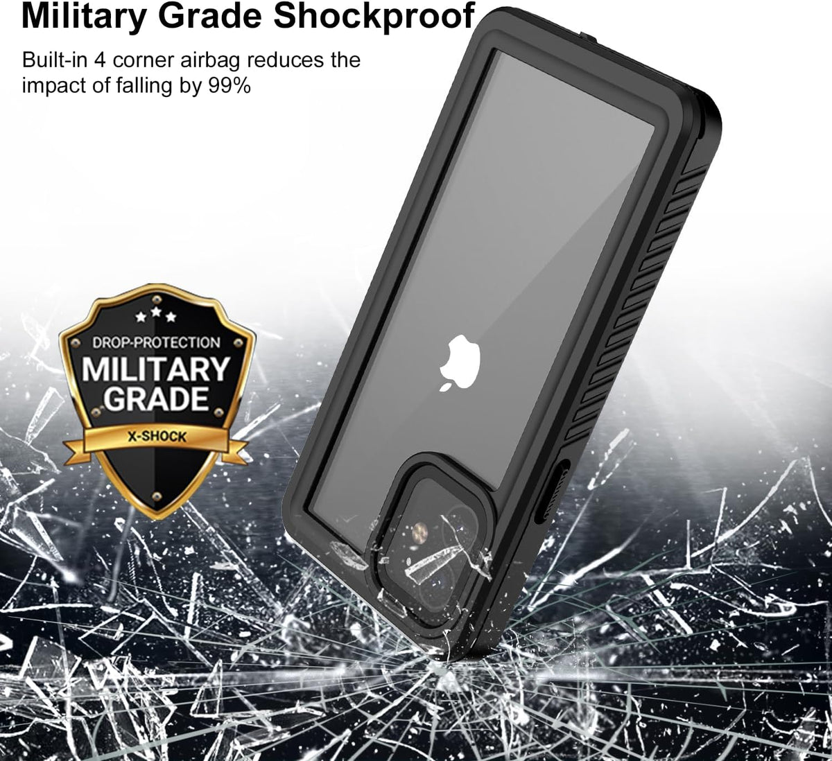 Nineasy iPhone 13 Pro Case, [IP68 Waterproof] [360 Full Body] with Built-in Screen + Camera Protector, Black