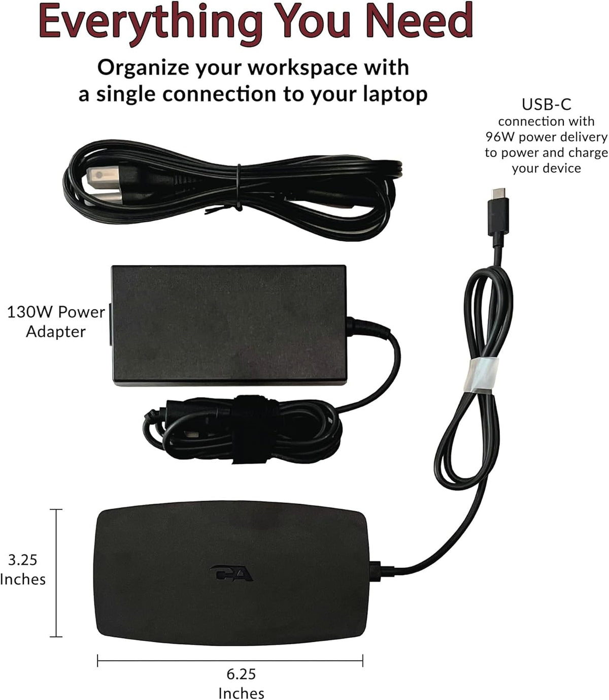 Cyber Acoustics Laptop Docking Station (DS-1000) – USB-C with Dual 4K HDMI Displays, Six USB Ports, Ethernet Port, Power for Laptop, TAA Compliant