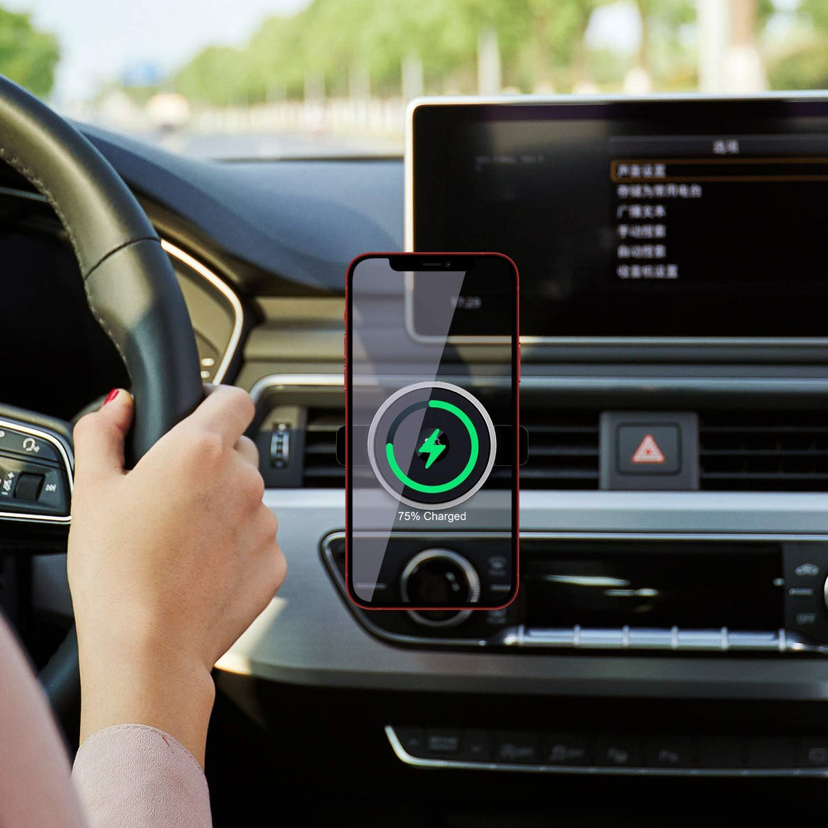 WixGear Wireless Magnetic Car Charger - Compatible with iPhone 13/12 Series with Auto Alignment