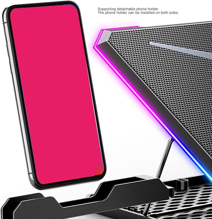PUSOKEI Gaming Laptop Cooling Stand 10 Fans 5 Speeds RGB Light Strip 10 Modes with 2 USB Ports for 12-19 Inch Laptops Tablets Smartphones (14 Fans)