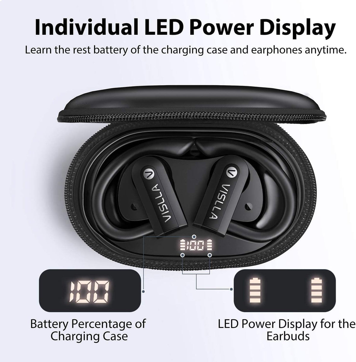 Wireless Earbuds with Microphone, Bluetooth Headphones Over The Ear, 70H Playback Time, Leather Display Case, HiFi