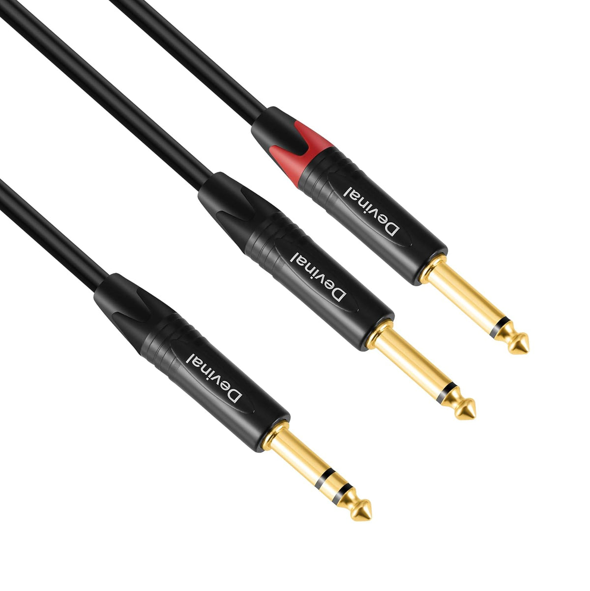 Devinal 1/4 to Dual 1/4 Y-Splitter Cable, 6.35mm TRS to Dual 6.35mm TS Insert Cable Cord, Quarter inch Stereo to 2 Quarter inch Mono Send and Return Patch Cord 6 Feet