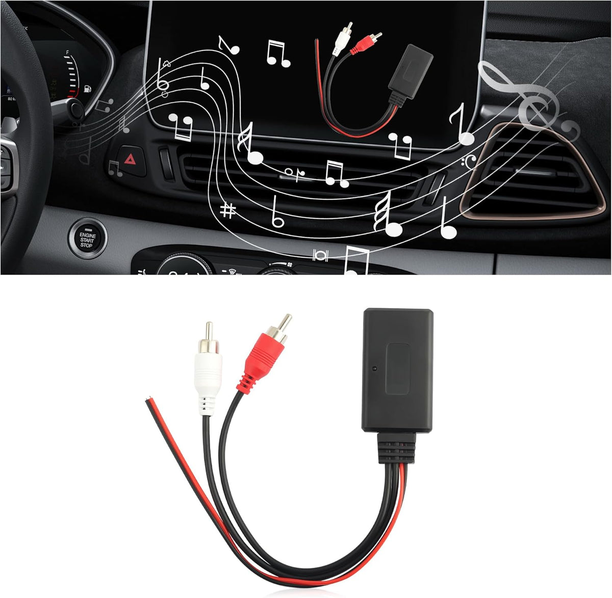 Wireless Bluetooth Receiver for Car with RCA Audio Cable, AUX Bluetooth Car Adapter for Stable Audio Playback