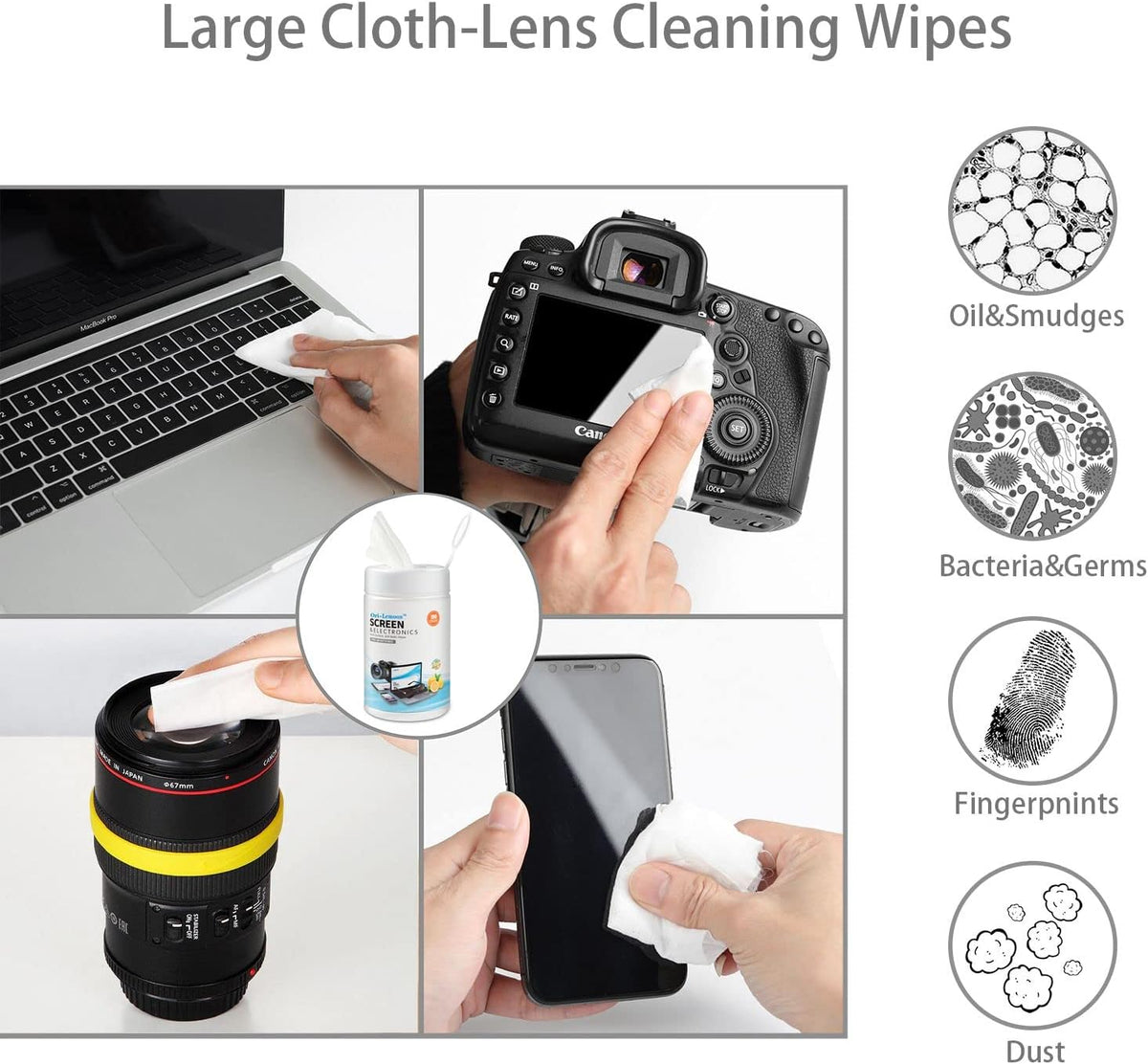 Monitor Wipes, Pre-Moistened Cleaning Wipes for Electronics, Computer Monitor, Eyeglasses, Tablets, Laptop, Screen