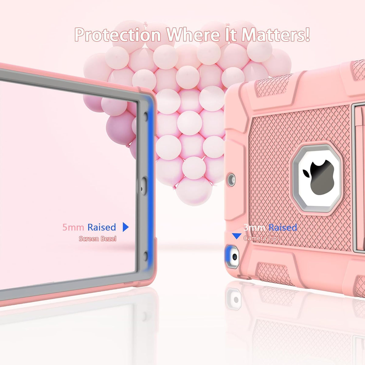 Rantice iPad 9th Generation Case, iPad 8th Generation Case, iPad 7th Generation Case, Hybrid Shockproof Rugged Drop Protection Cover with Kickstand for iPad 10.2'' (Rose Gold)