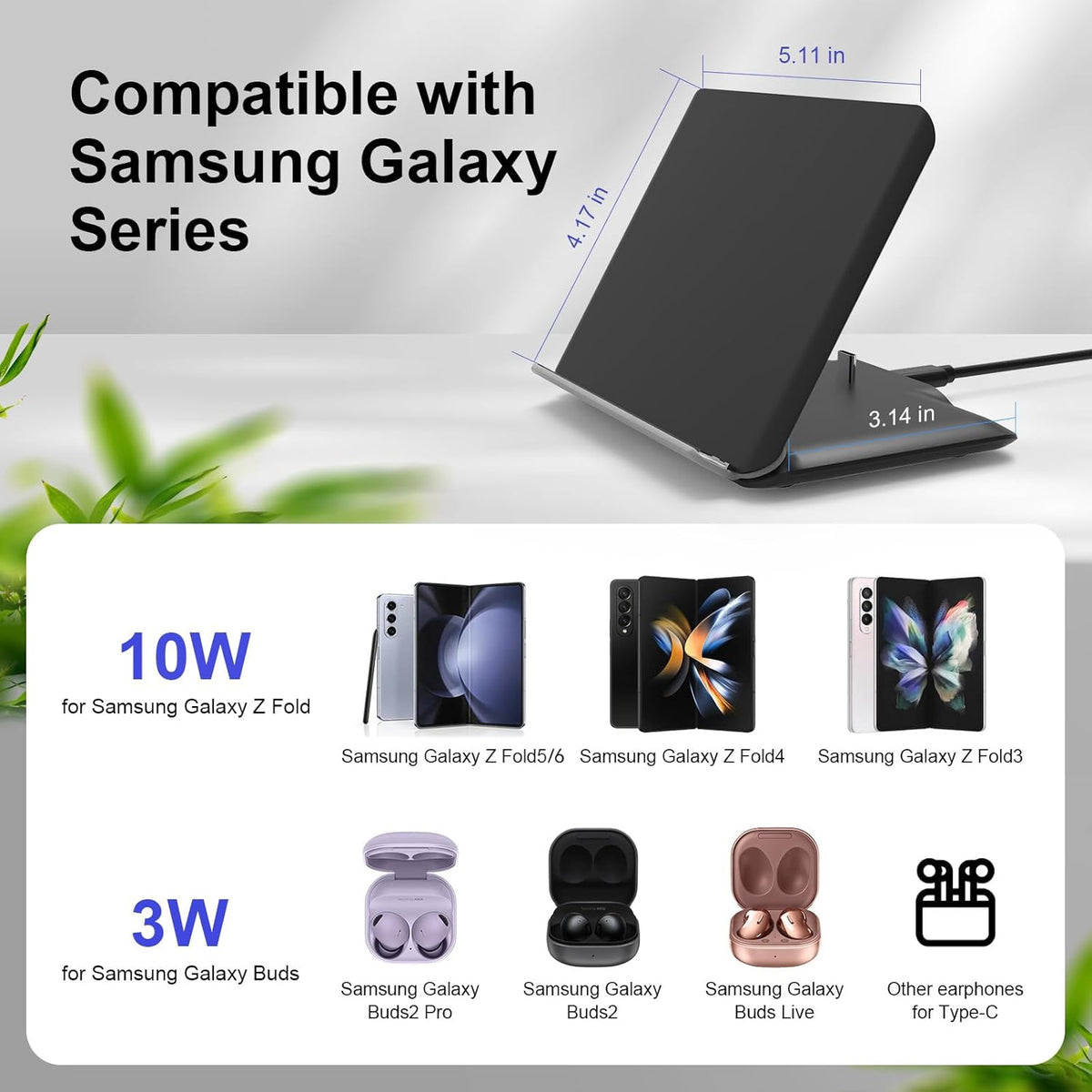 2 in 1 Fast Wireless Charging Station for Samsung Galaxy Z Fold Wireless Charger: Compatible with Galaxy Z Fold